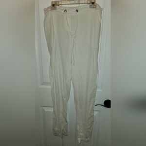 Per Se White Linen Blend Drawstring Pants. *K-799.5